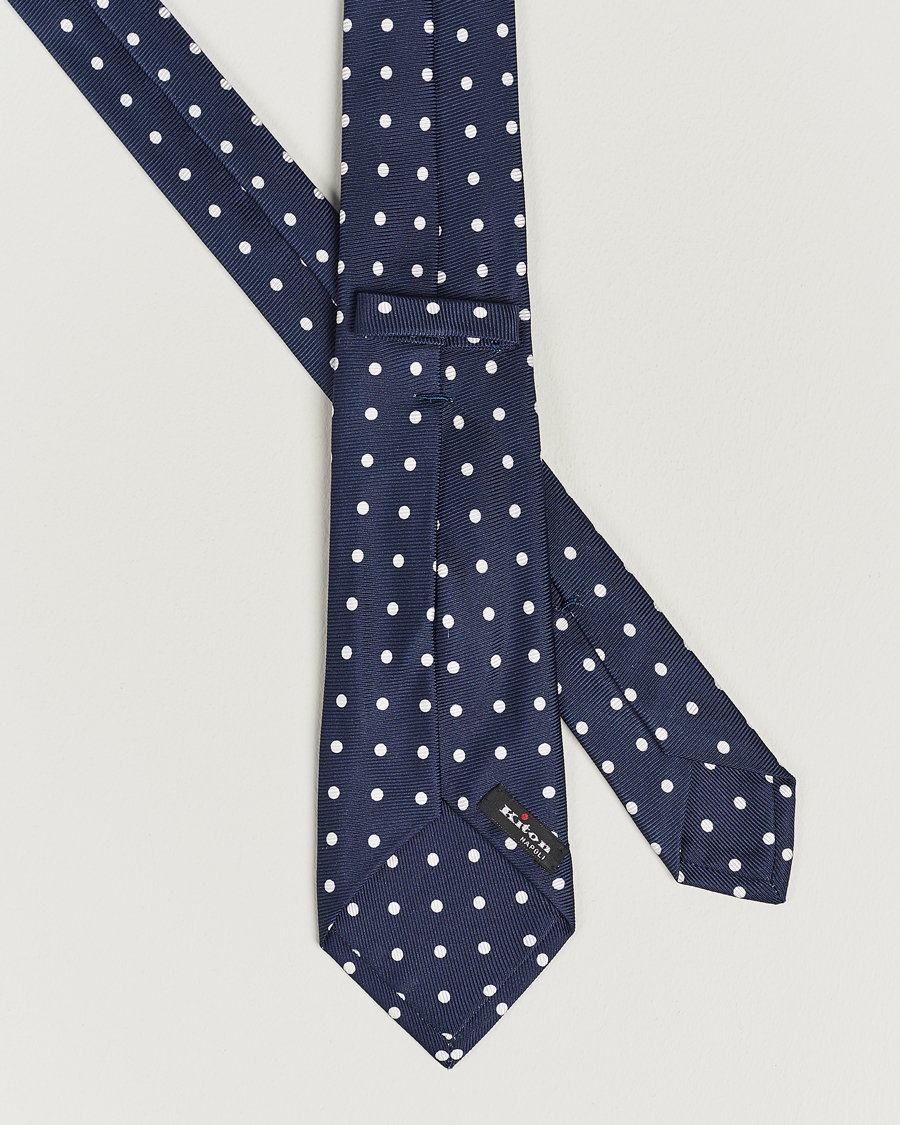 Herren | Kiton Dotted Silk Tie Navy | Kiton | Dotted Silk Tie Navy