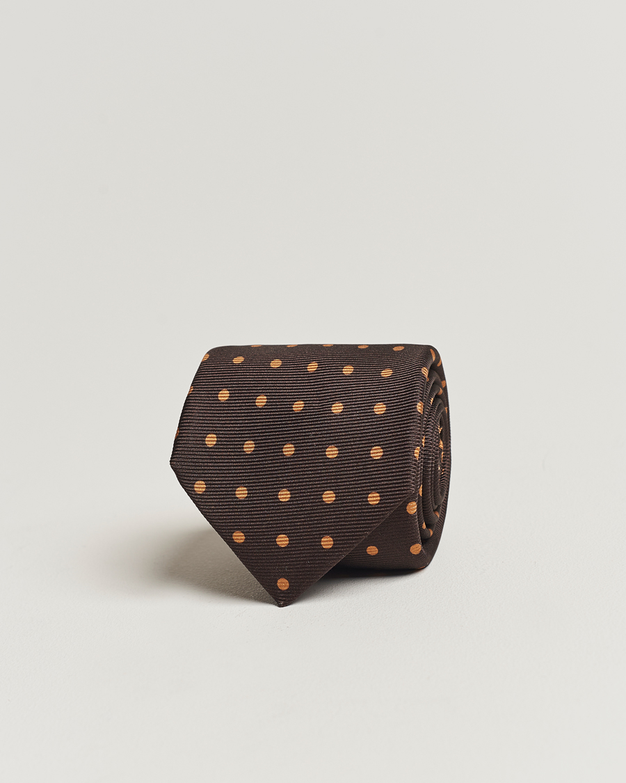Herren | Kiton Dotted Silk Tie Dark Brown | Kiton | Dotted Silk Tie Dark Brown