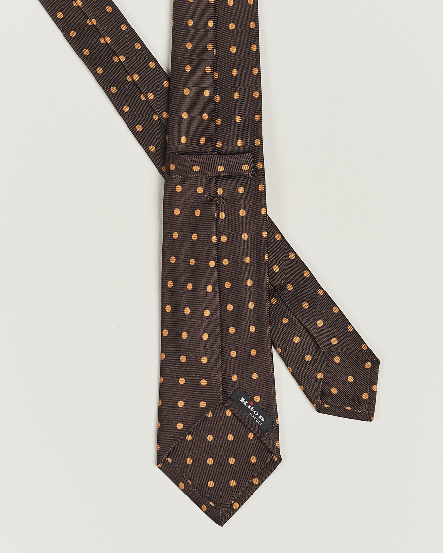 Herren | Kiton Dotted Silk Tie Dark Brown | Kiton | Dotted Silk Tie Dark Brown