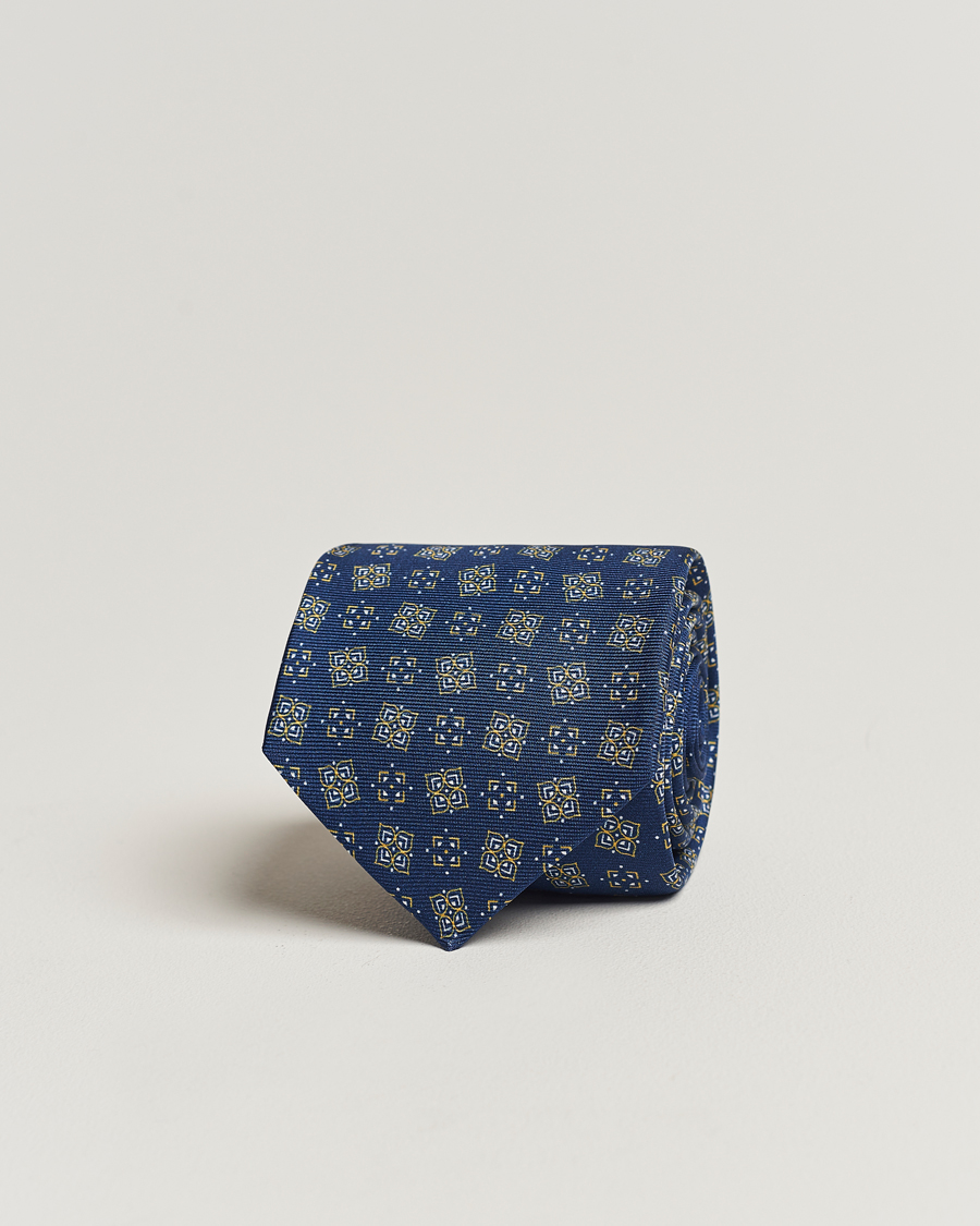 Herren | Kiton Printed Silk Tie Navy | Kiton | Printed Silk Tie Navy