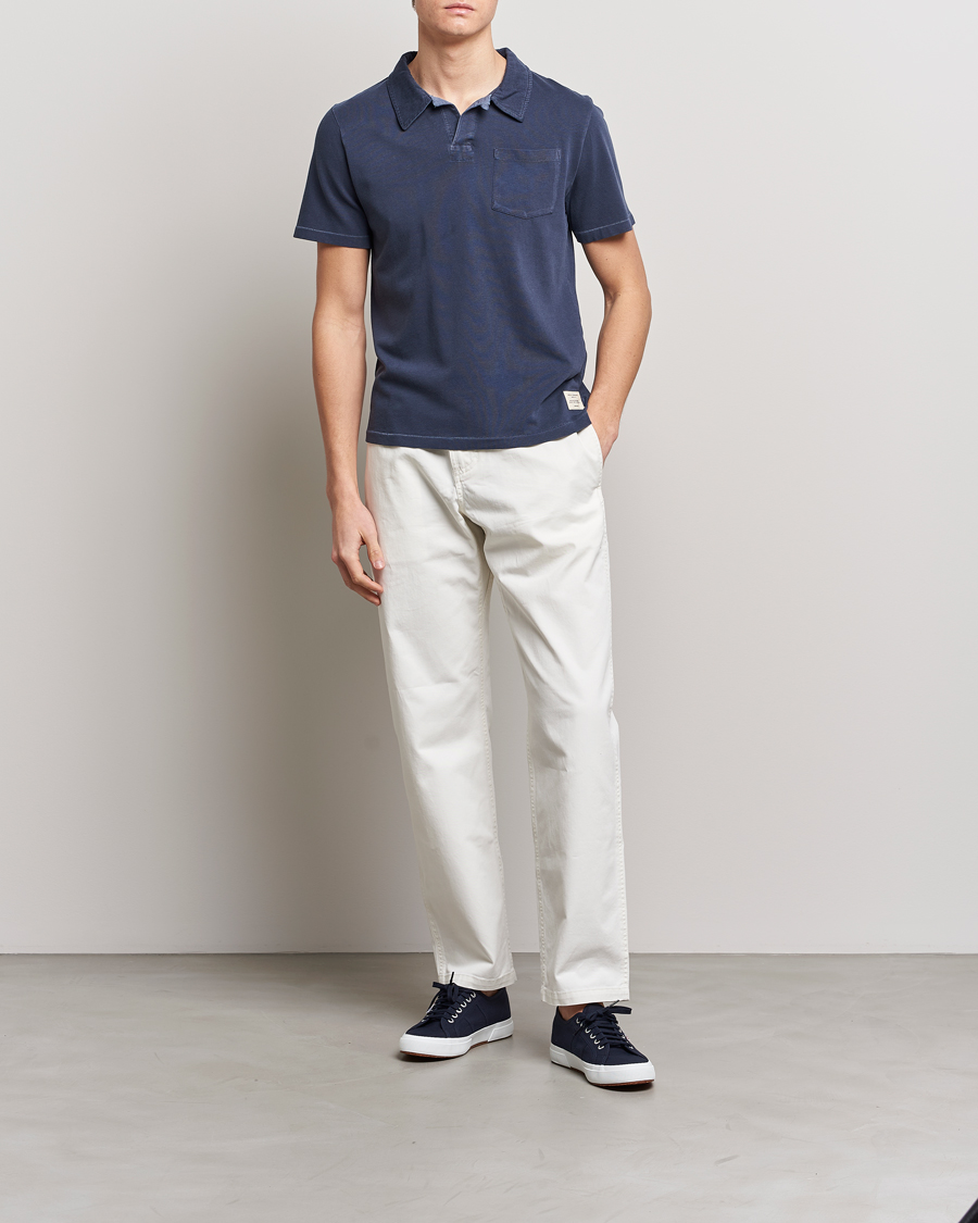 Herren | Poloshirts | Merz b. Schwanen | Organic Cotton Washed Polo Denim Blue