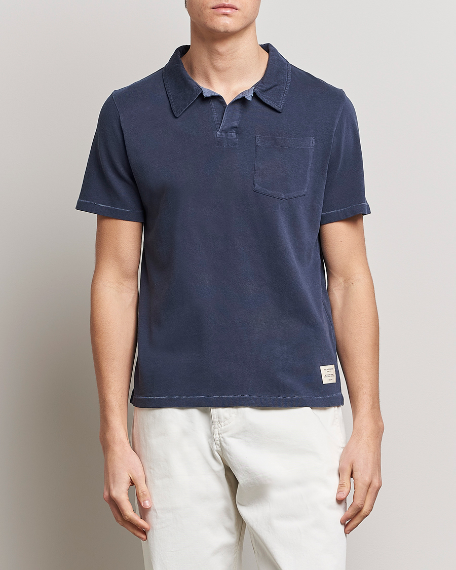 Herren | Poloshirts | Merz b. Schwanen | Organic Cotton Washed Polo Denim Blue
