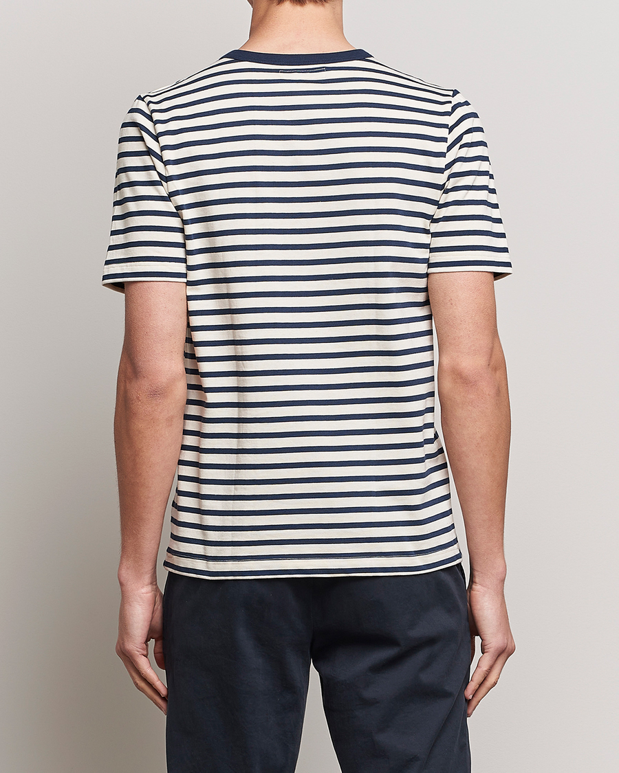 Herren | T-Shirts | Merz b. Schwanen | Relaxed Fit Striped Sturdy T-Shirt Ink/Nature