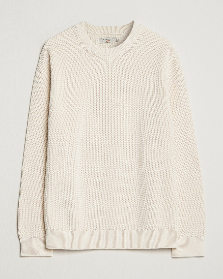 Herren | Pullover | Nudie Jeans | August Cotton Rib Knitted Sweater Chalk White