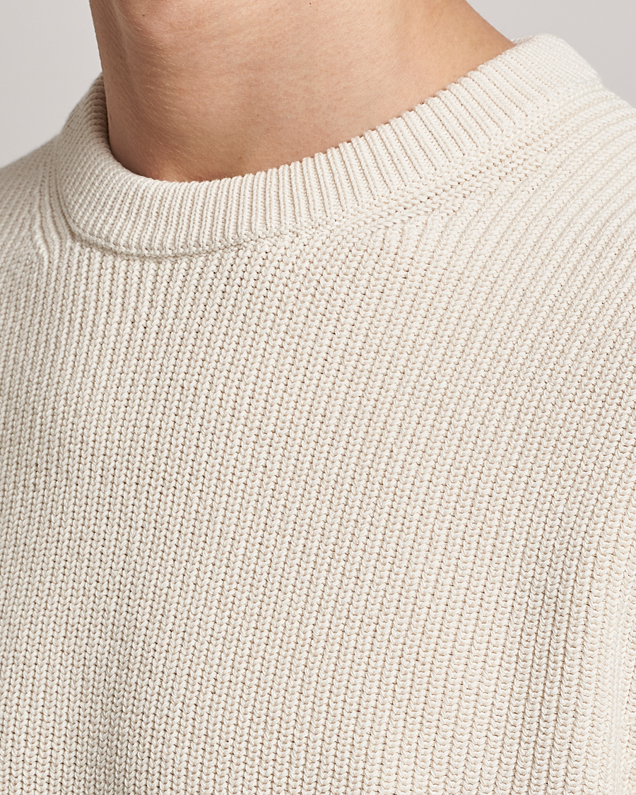 Herren | Pullover | Nudie Jeans | August Cotton Rib Knitted Sweater Chalk White