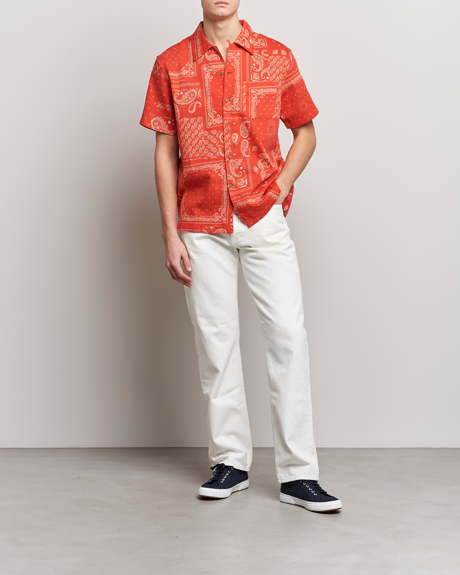 Herren | Hemden | Nudie Jeans | Aron Printed Short Sleeve Shirt Red