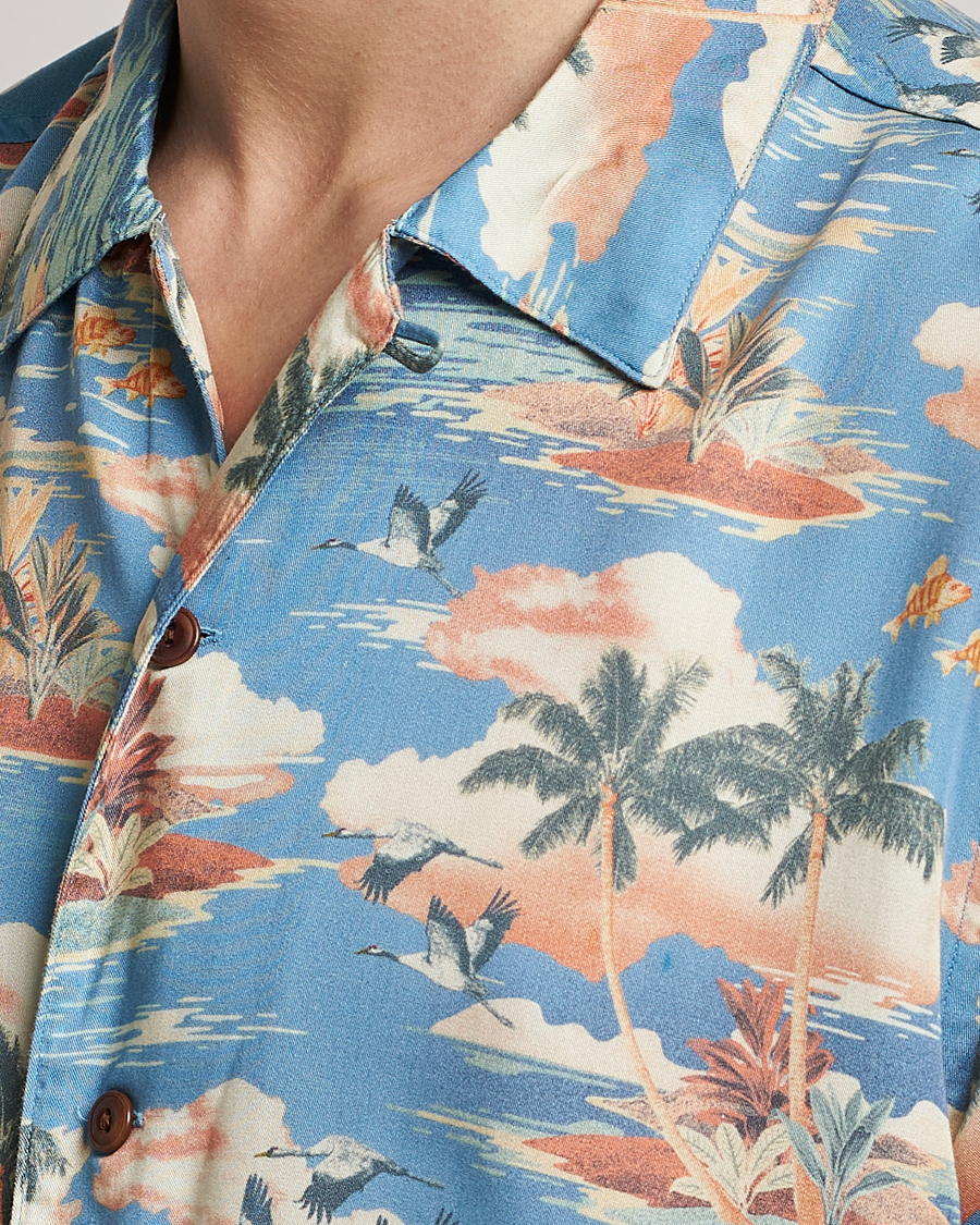 Herren | Hemden | Nudie Jeans | Arvid Printed Short Sleeve Shirt Hawaii Azure