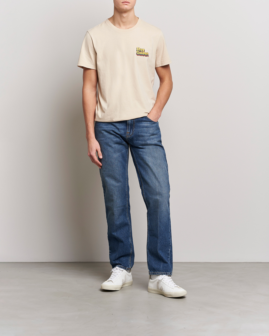 Herren | T-Shirts | Nudie Jeans | Roy Logo Crew Neck T-Shirt Cream