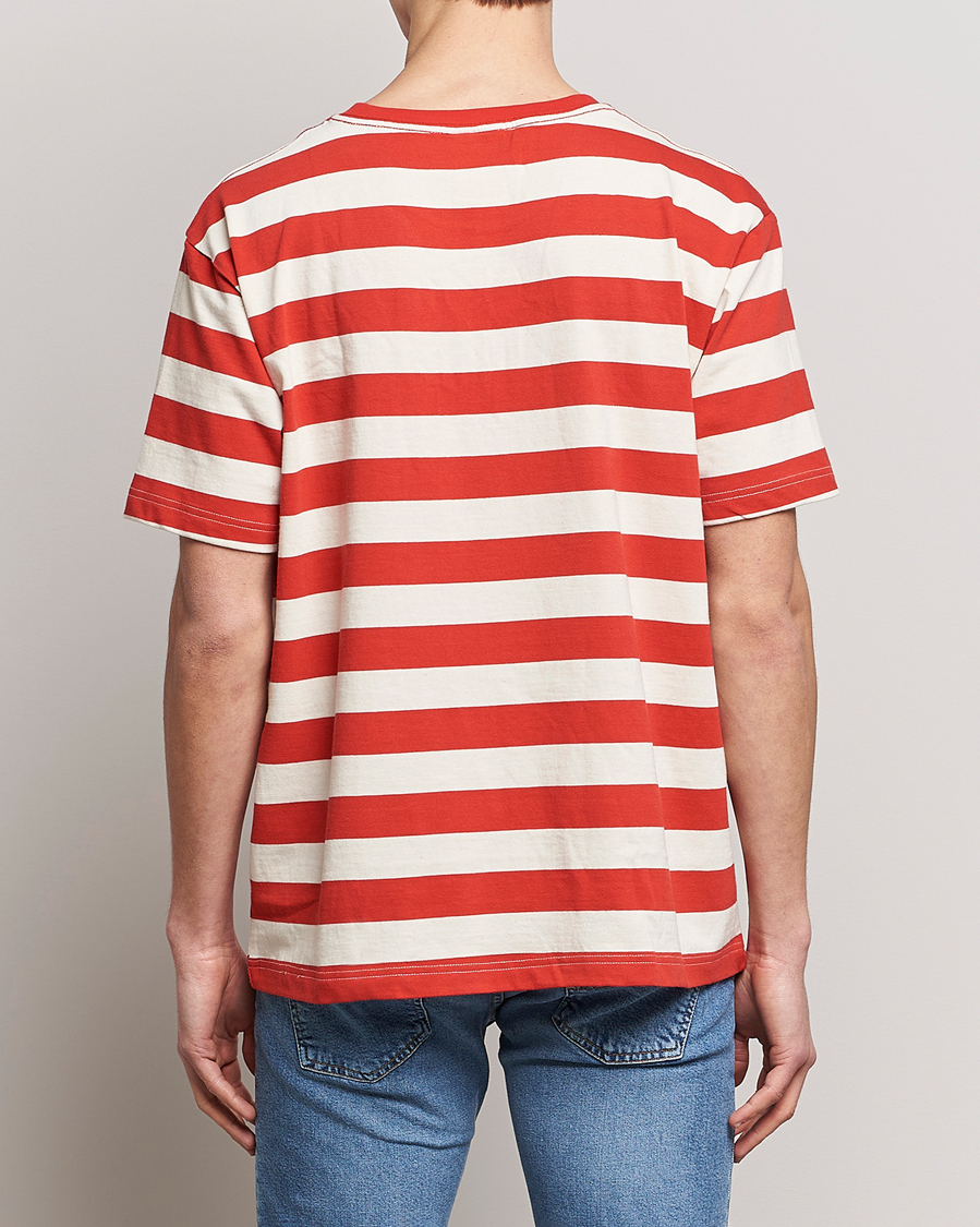 Herren | T-Shirts | Nudie Jeans | Uno Blockstripe Crew Neck T-Shirt Off White/Red