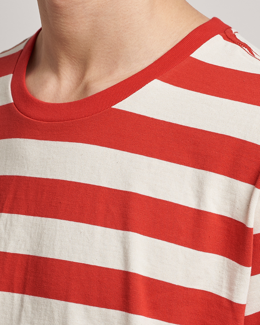 Herren | T-Shirts | Nudie Jeans | Uno Blockstripe Crew Neck T-Shirt Off White/Red