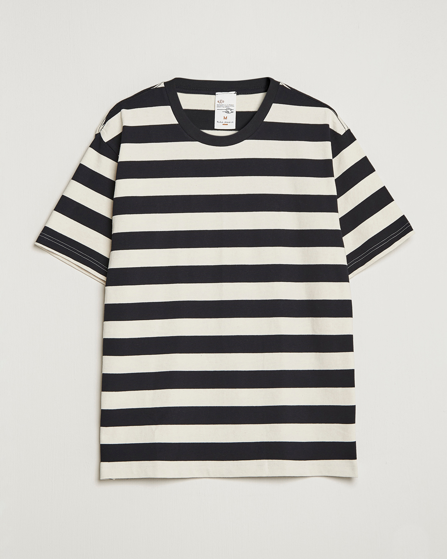 Herren | T-Shirts | Nudie Jeans | Uno Blockstripe Crew Neck T-Shirt Off White/Black