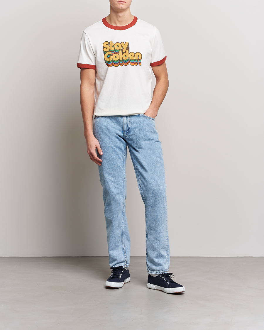 Herren | T-Shirts | Nudie Jeans | Ricky Logo Crew Neck T-Shirt Chalk White