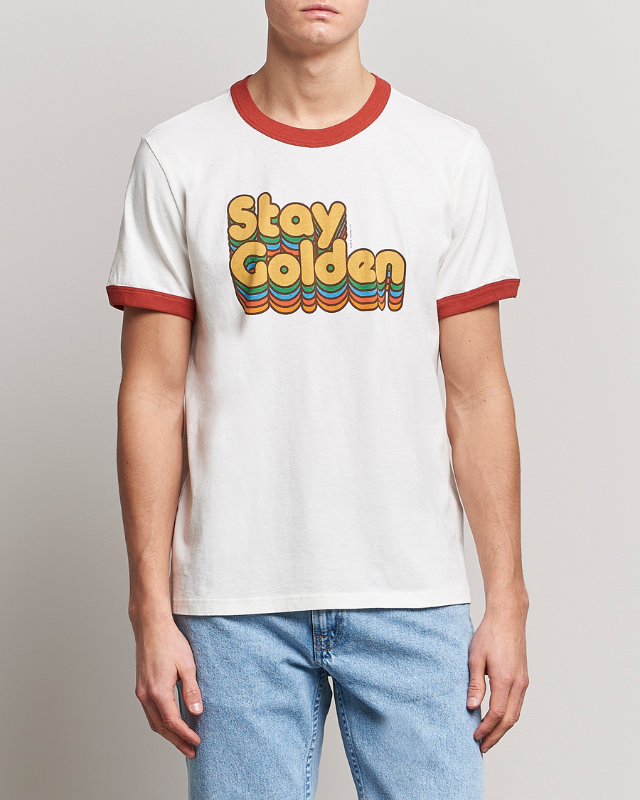 Herren | T-Shirts | Nudie Jeans | Ricky Logo Crew Neck T-Shirt Chalk White