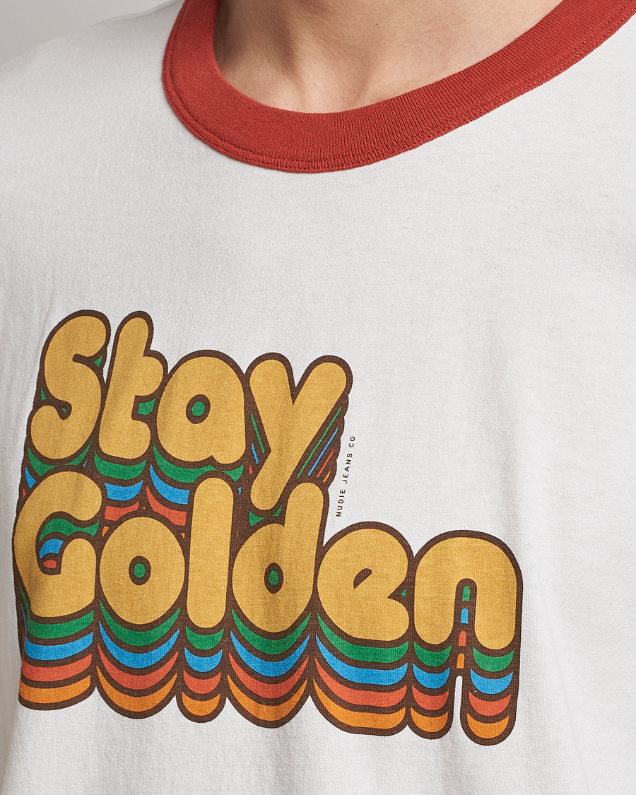 Herren | T-Shirts | Nudie Jeans | Ricky Logo Crew Neck T-Shirt Chalk White