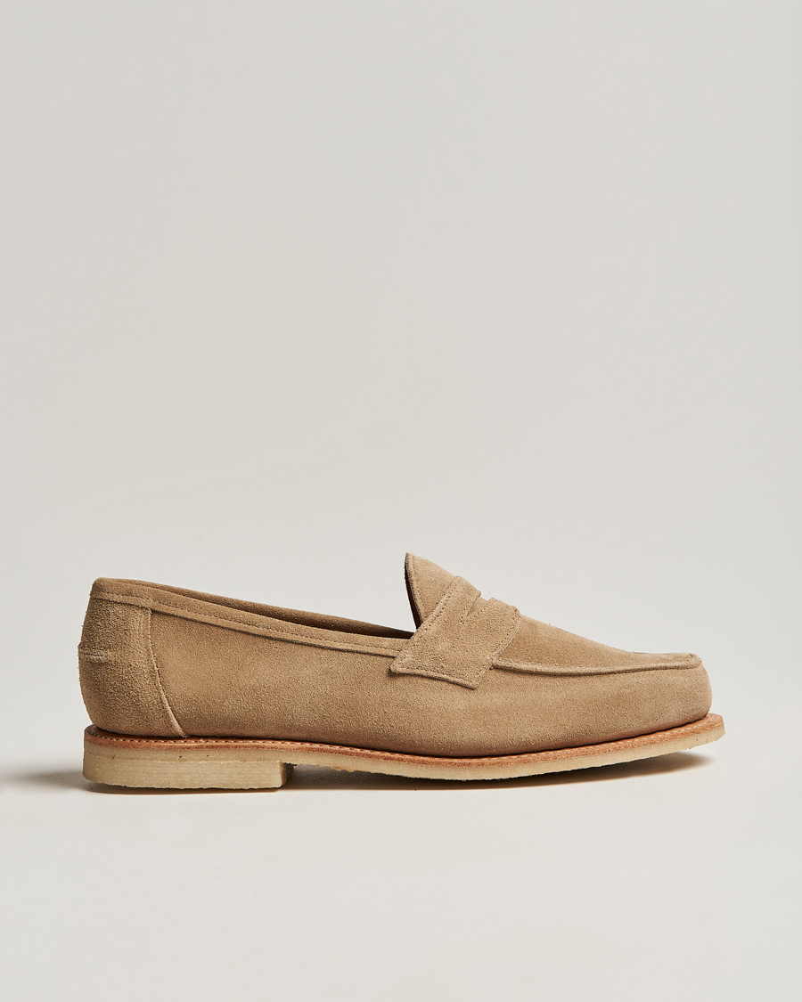 Herren | Sanders Edwin Unlined Suede Penny Loafer Milkshake | Sanders | Edwin Unlined Suede Penny Loafer Milkshake