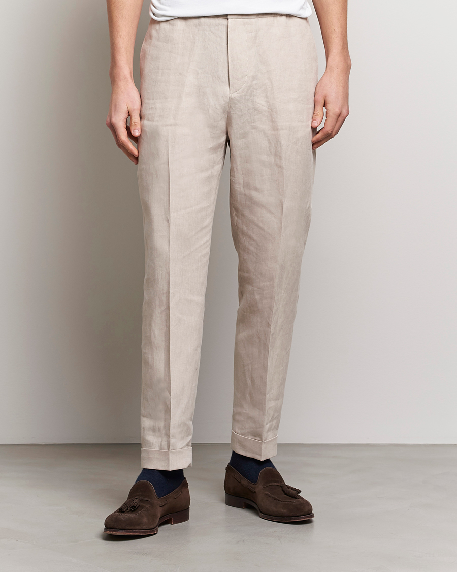 Herren | Hosen | Tiger of Sweden | Taven Linen Trousers Cream Sand