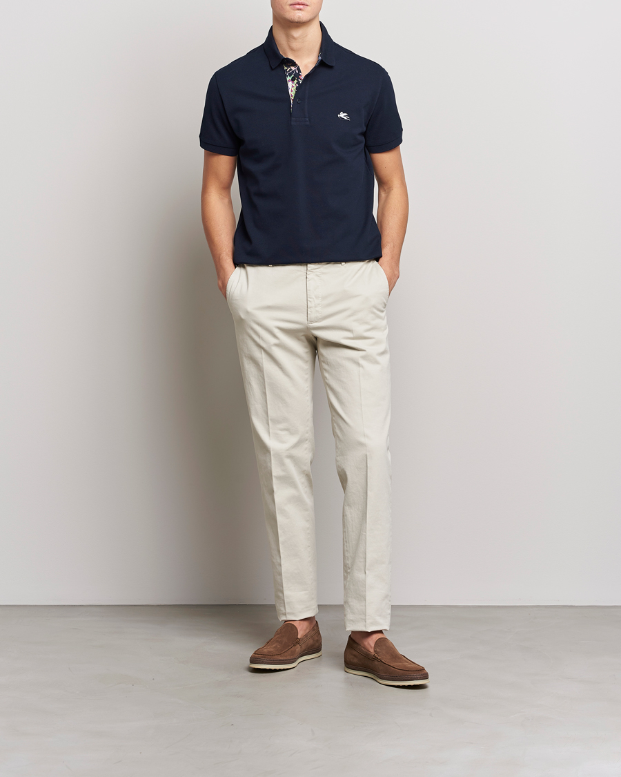 Herren | Poloshirts | Etro | Short Sleeve Contrast Paisley Polo Navy