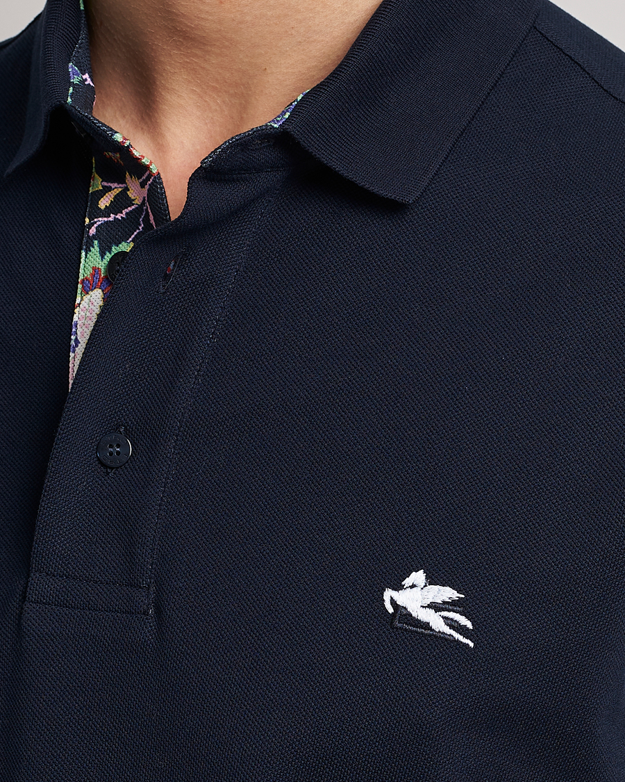 Herren | Poloshirts | Etro | Short Sleeve Contrast Paisley Polo Navy