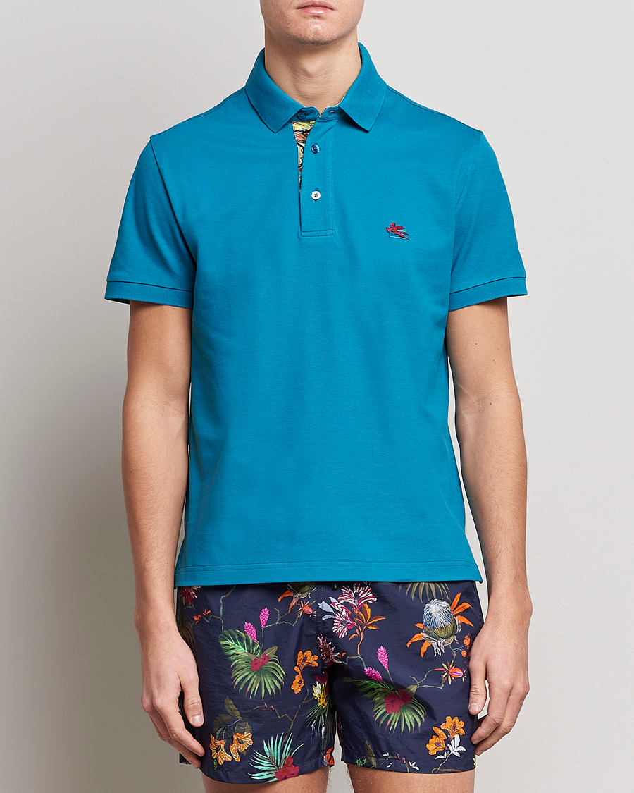 Herren | Poloshirts | Etro | Short Sleeve Contrast Paisley Polo Azzurro