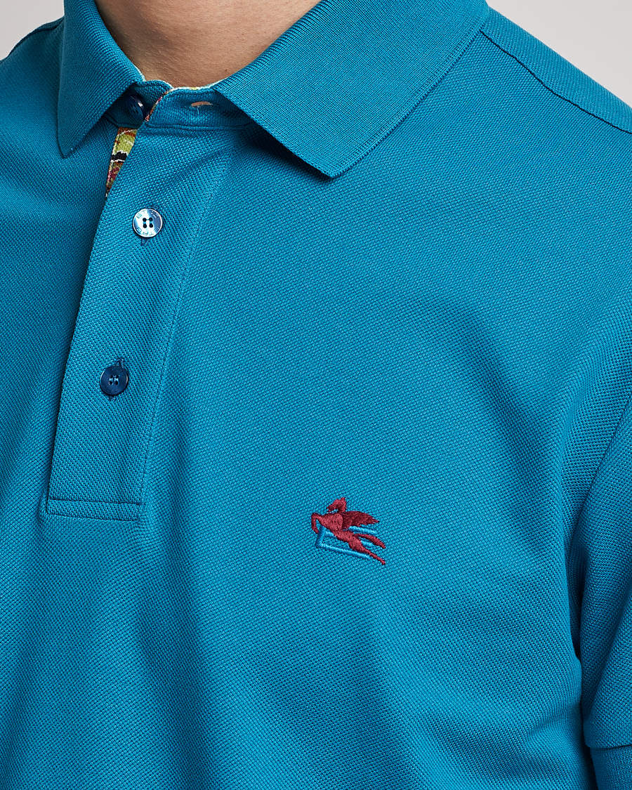 Herren | Poloshirts | Etro | Short Sleeve Contrast Paisley Polo Azzurro