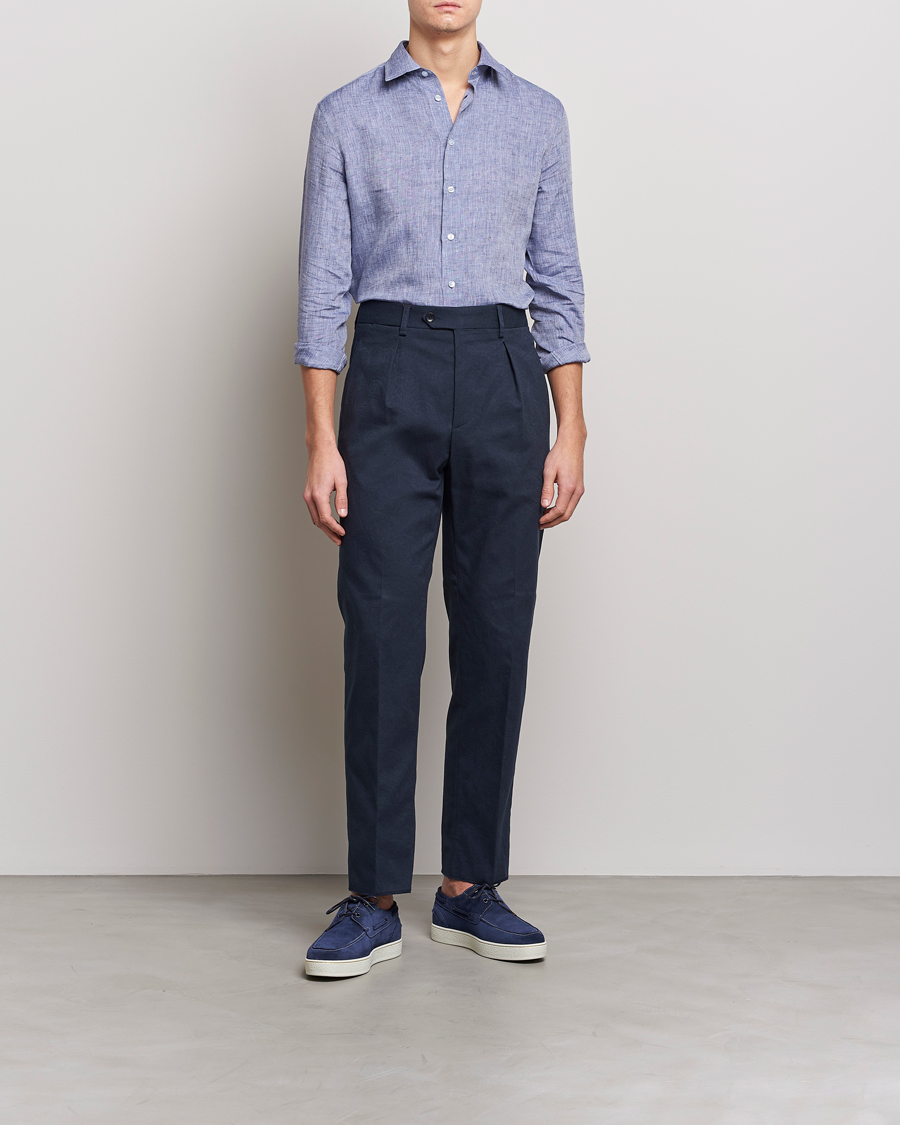 Herren | Hemden | Etro | Linen Sport Shirt Dark Blue