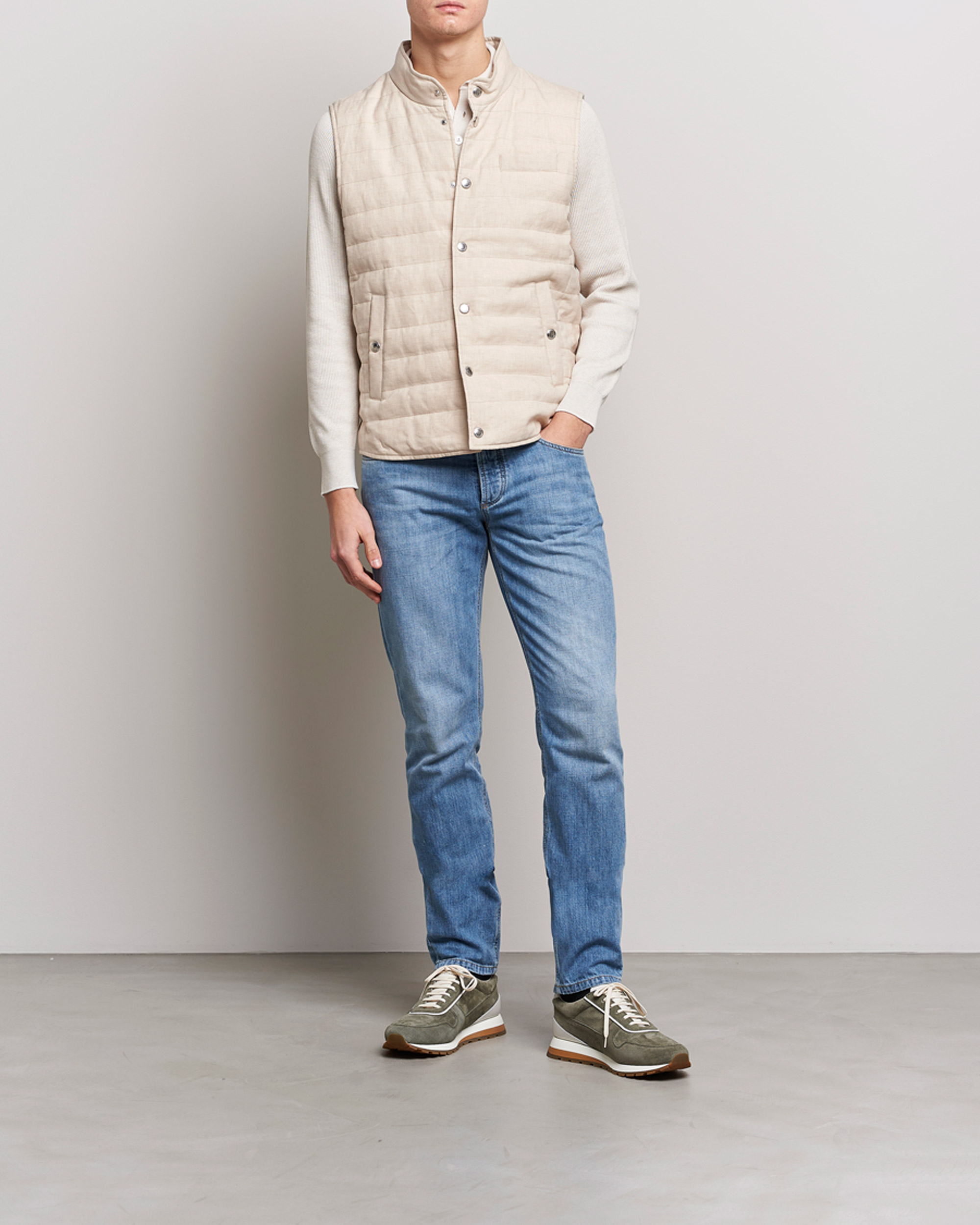 Herren | Westen | Brunello Cucinelli | Cotton/Linen Gilet Light Beige