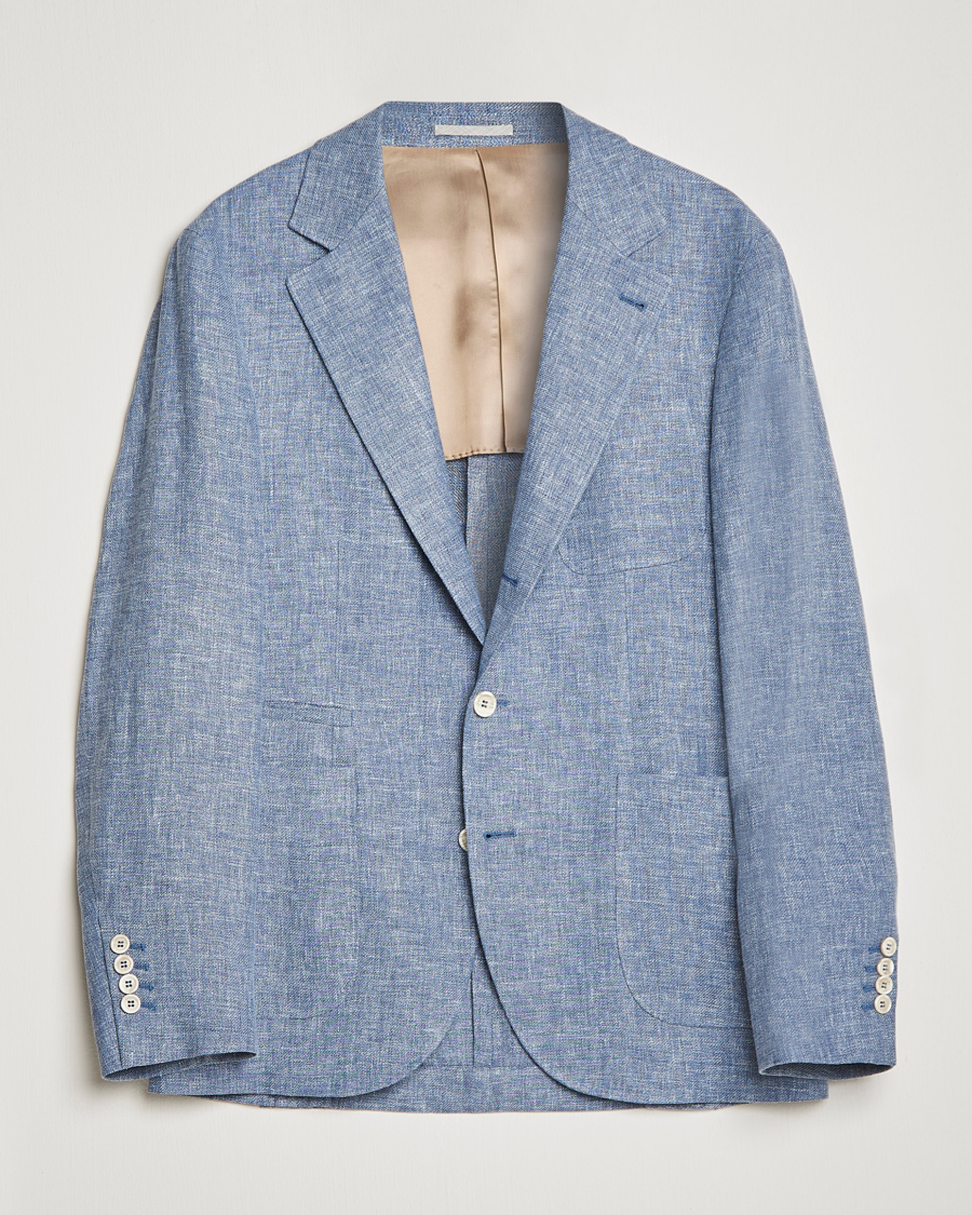Herren | Sakkos | Brunello Cucinelli | Micro Chevron Linen Blazer Indigo Blue