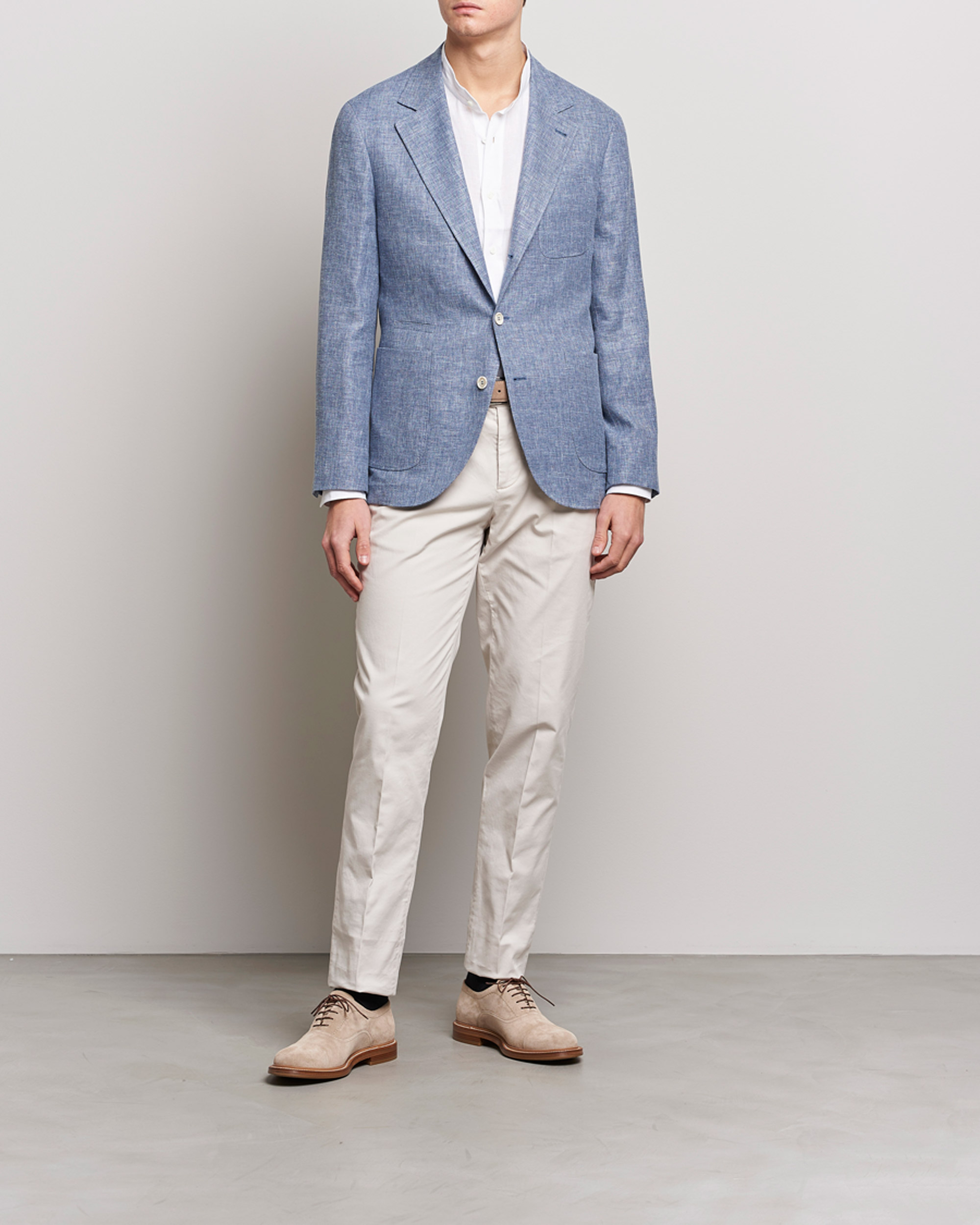 Herren | Sakkos | Brunello Cucinelli | Micro Chevron Linen Blazer Indigo Blue