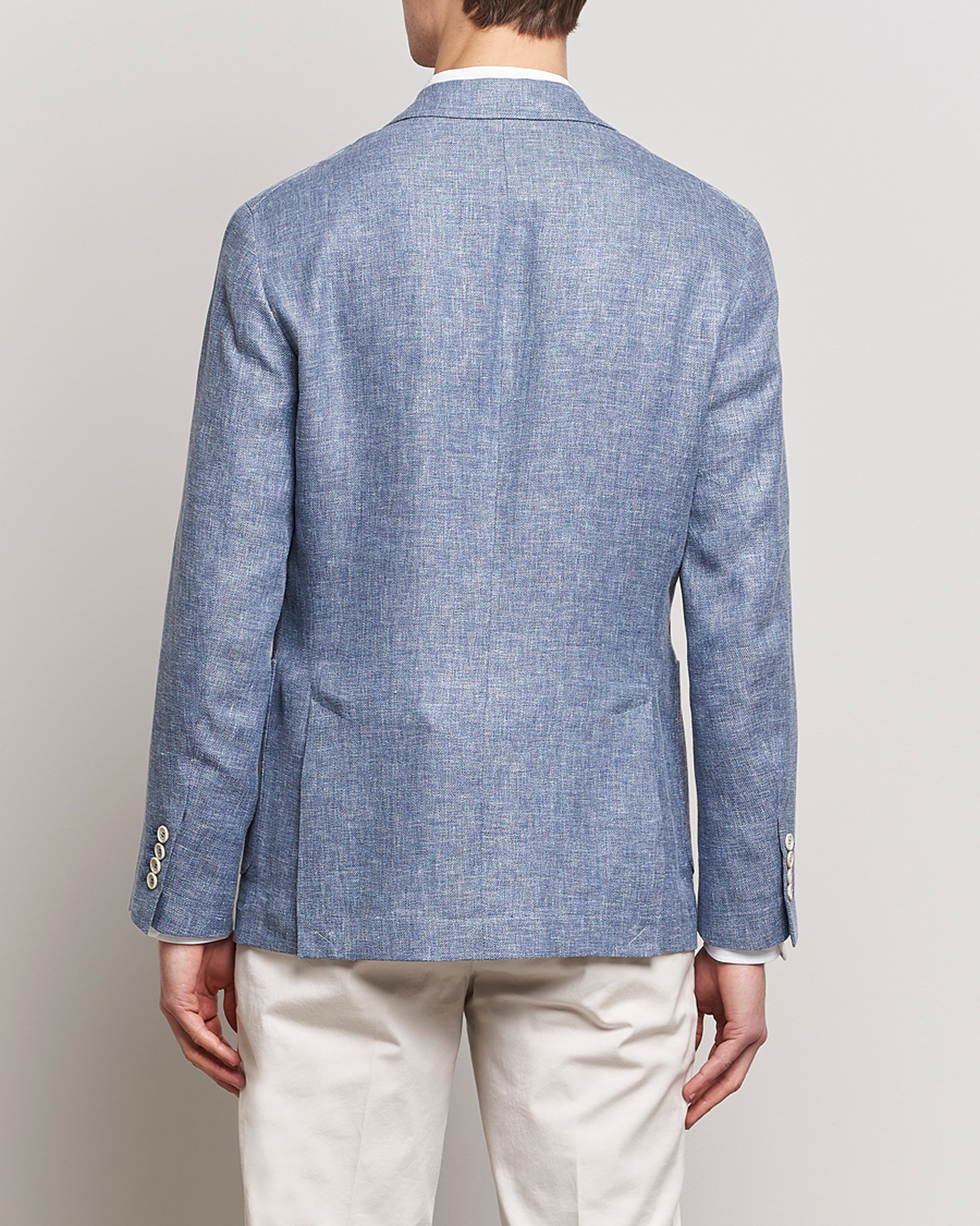 Herren | Sakkos | Brunello Cucinelli | Micro Chevron Linen Blazer Indigo Blue