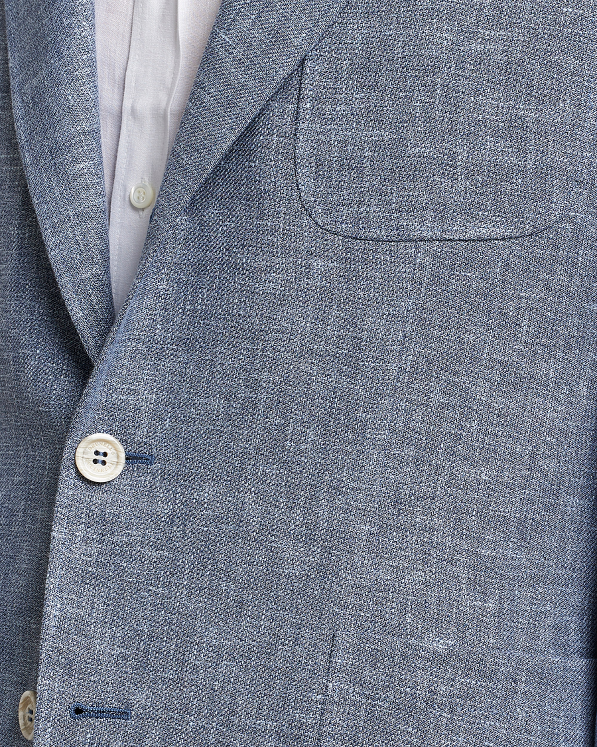 Herren | Sakkos | Brunello Cucinelli | Micro Chevron Linen Blazer Indigo Blue