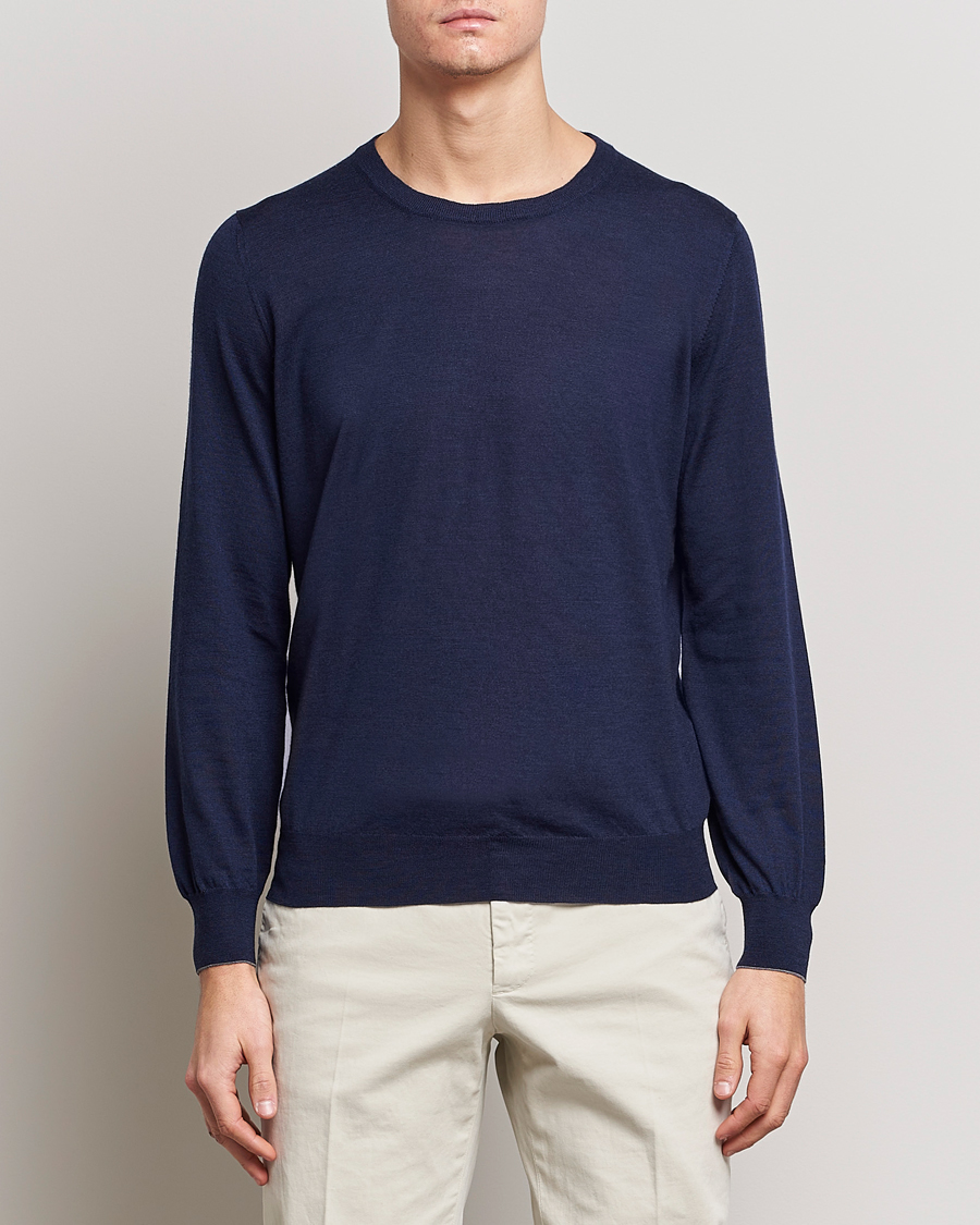 Herren | Pullover | Brunello Cucinelli | Cashmere/Wool Crew Neck Sweater Navy