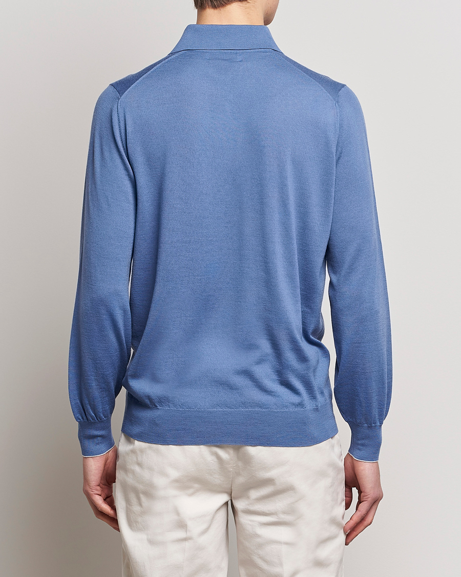 Herren | Pullover | Brunello Cucinelli | Cashmere/Wool Knitted Polo Oxford Blue