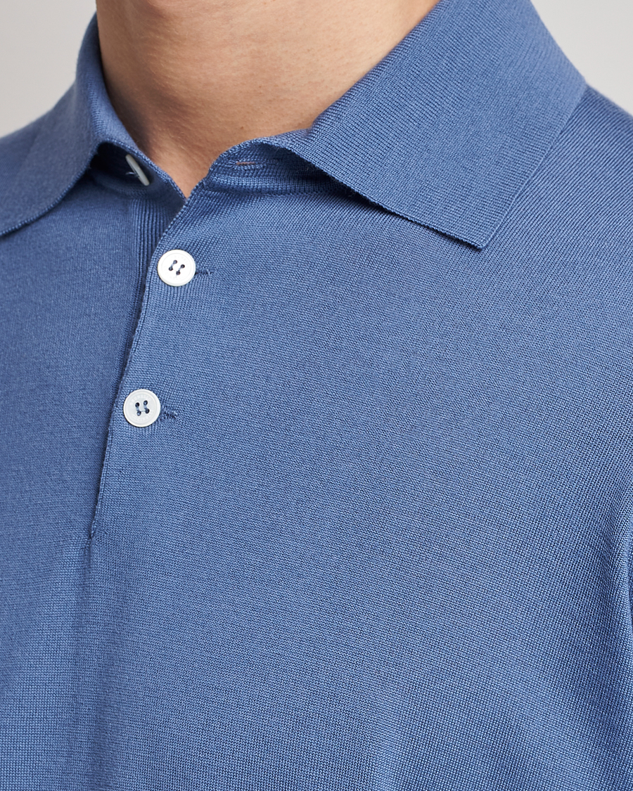 Herren | Pullover | Brunello Cucinelli | Cashmere/Wool Knitted Polo Oxford Blue
