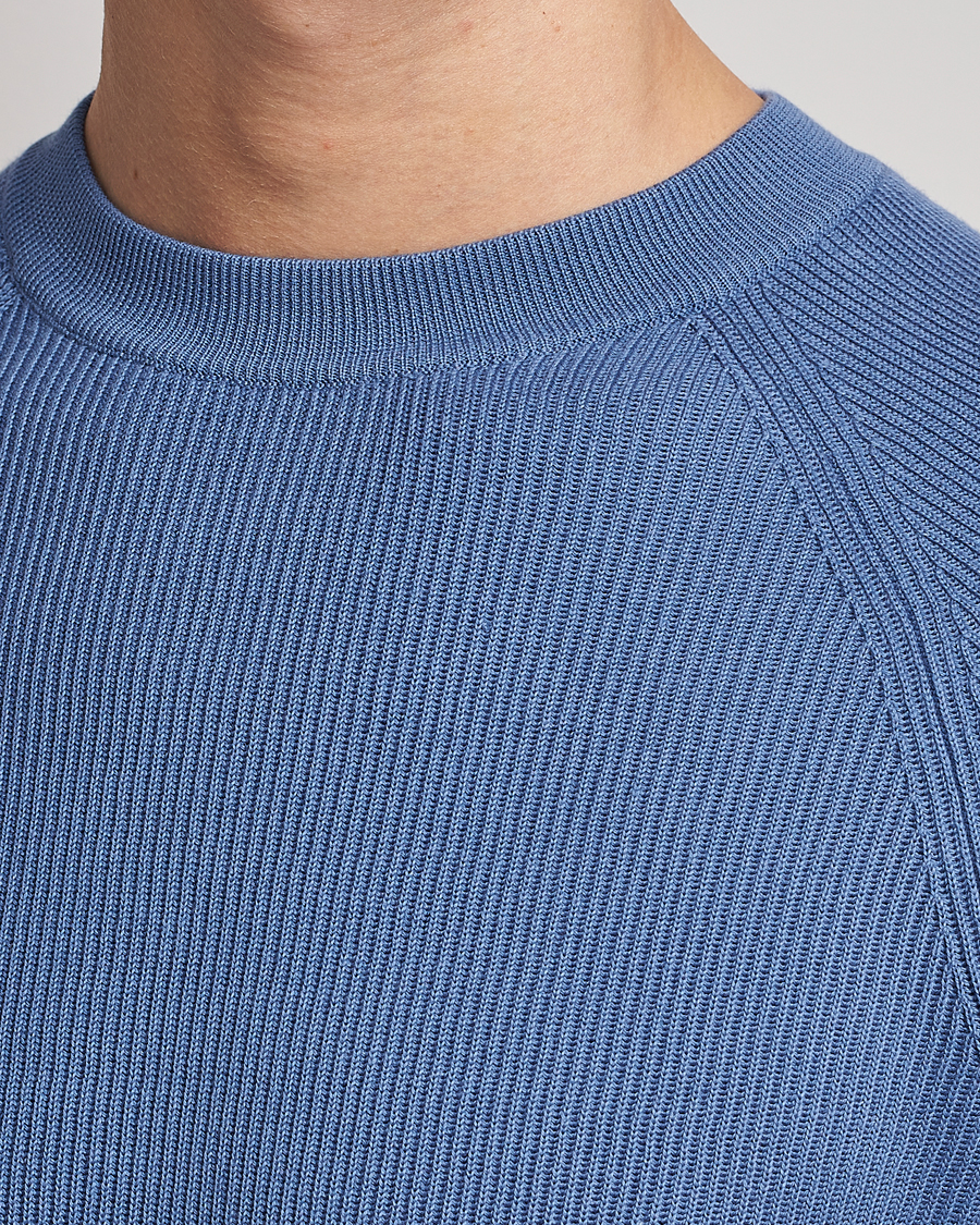 Herren | Pullover | Brunello Cucinelli | Rib Stitch Crew Neck Sweater Oxford Blue