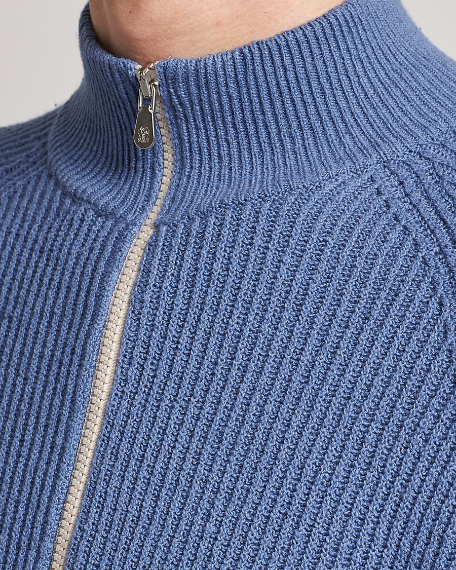 Herren | Pullover | Brunello Cucinelli | Heavy Zip Sweater Oxford Blue