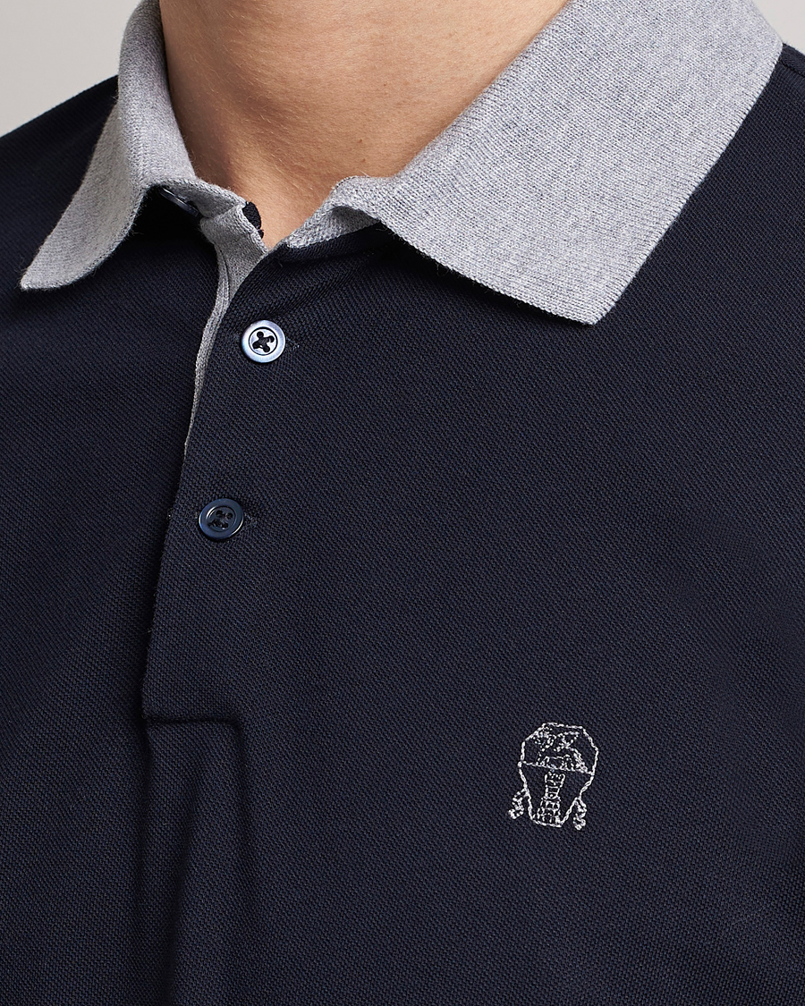Herren | Poloshirts | Brunello Cucinelli | Short Sleeve Polo Piquet Navy