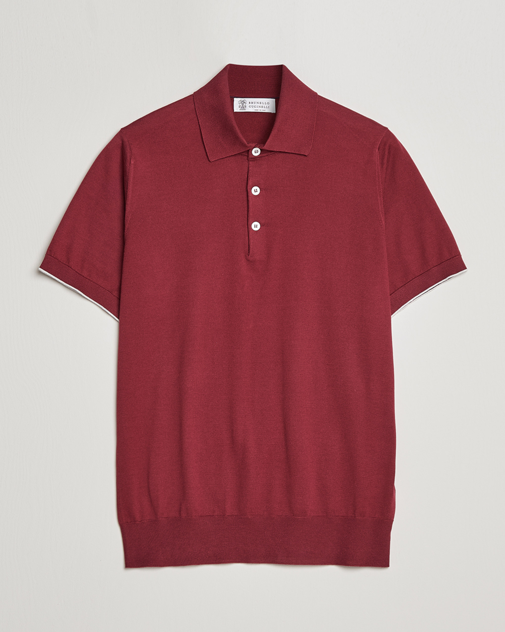 Herren | Poloshirts | Brunello Cucinelli | Short Sleeve Knitted Polo Burgundy