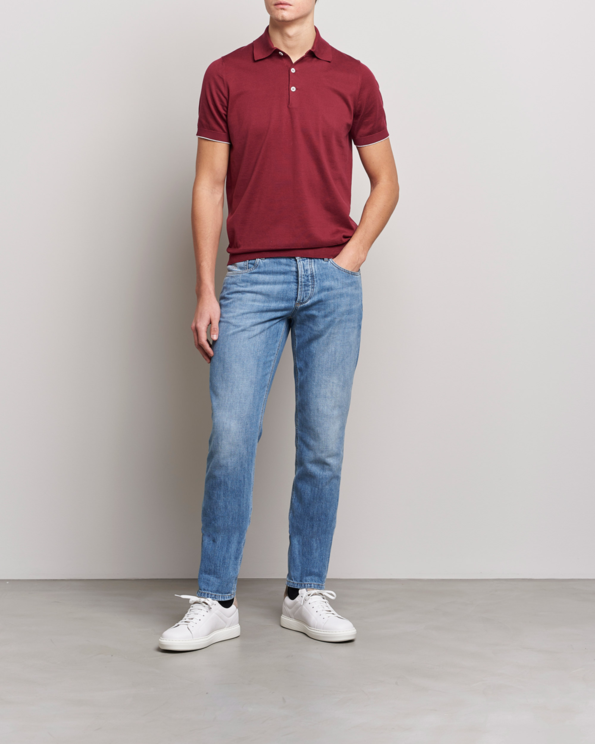 Herren | Poloshirts | Brunello Cucinelli | Short Sleeve Knitted Polo Burgundy