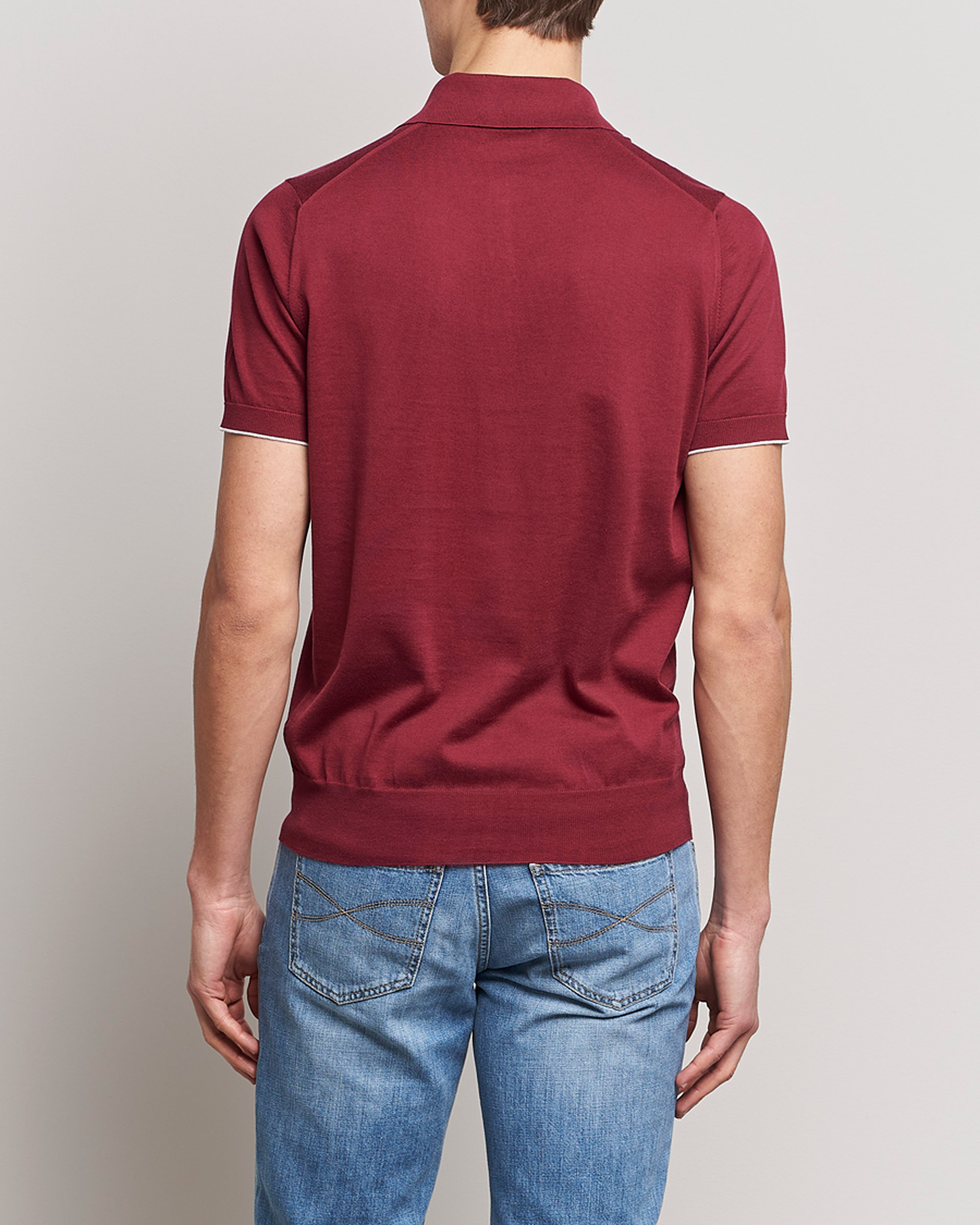 Herren | Poloshirts | Brunello Cucinelli | Short Sleeve Knitted Polo Burgundy