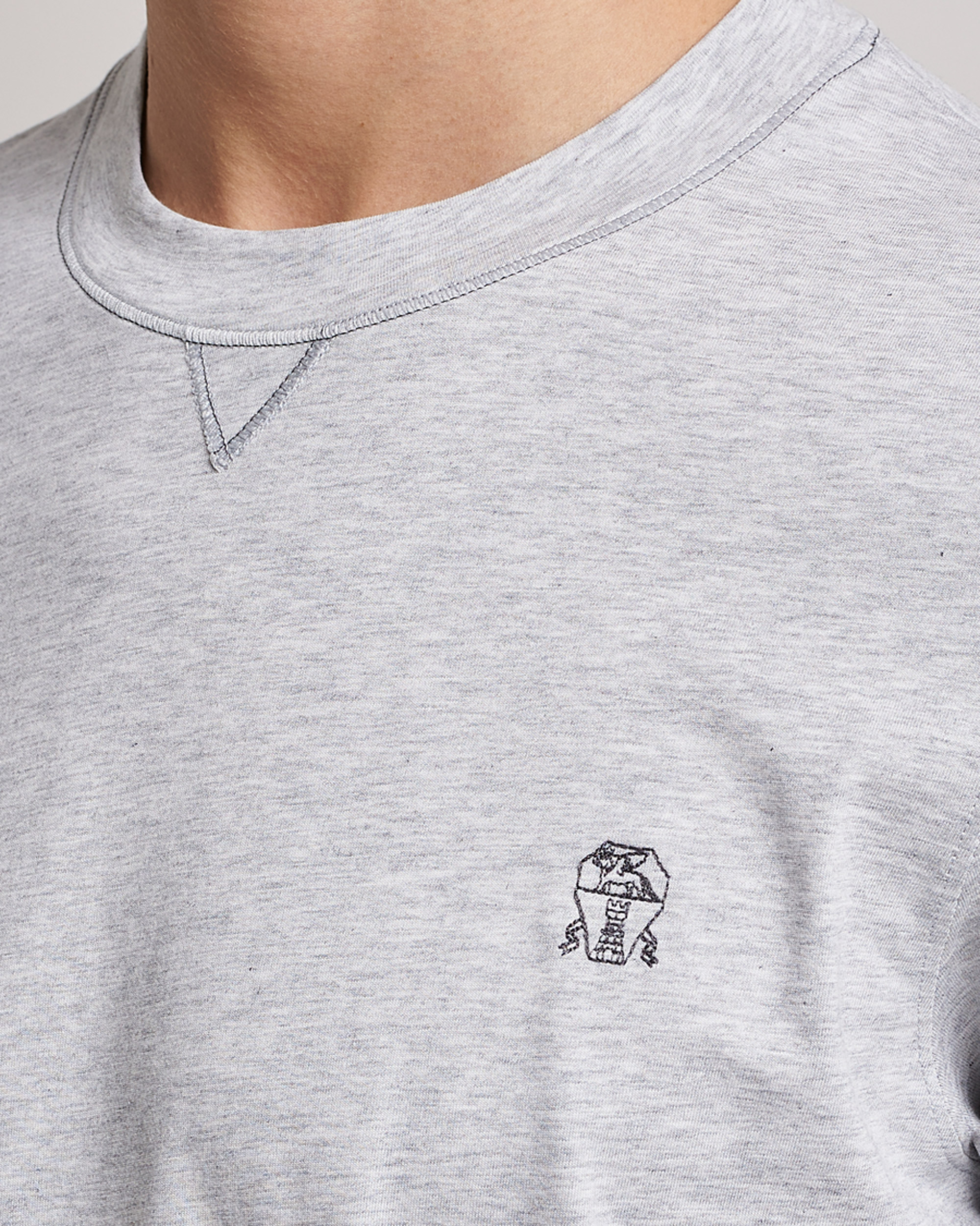 Herren | T-Shirts | Brunello Cucinelli | Short Sleeve Logo T-shirt Light Grey