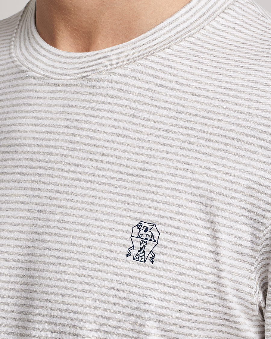 Herren | T-Shirts | Brunello Cucinelli | Short Sleeve Striped T-Shirt Light Grey