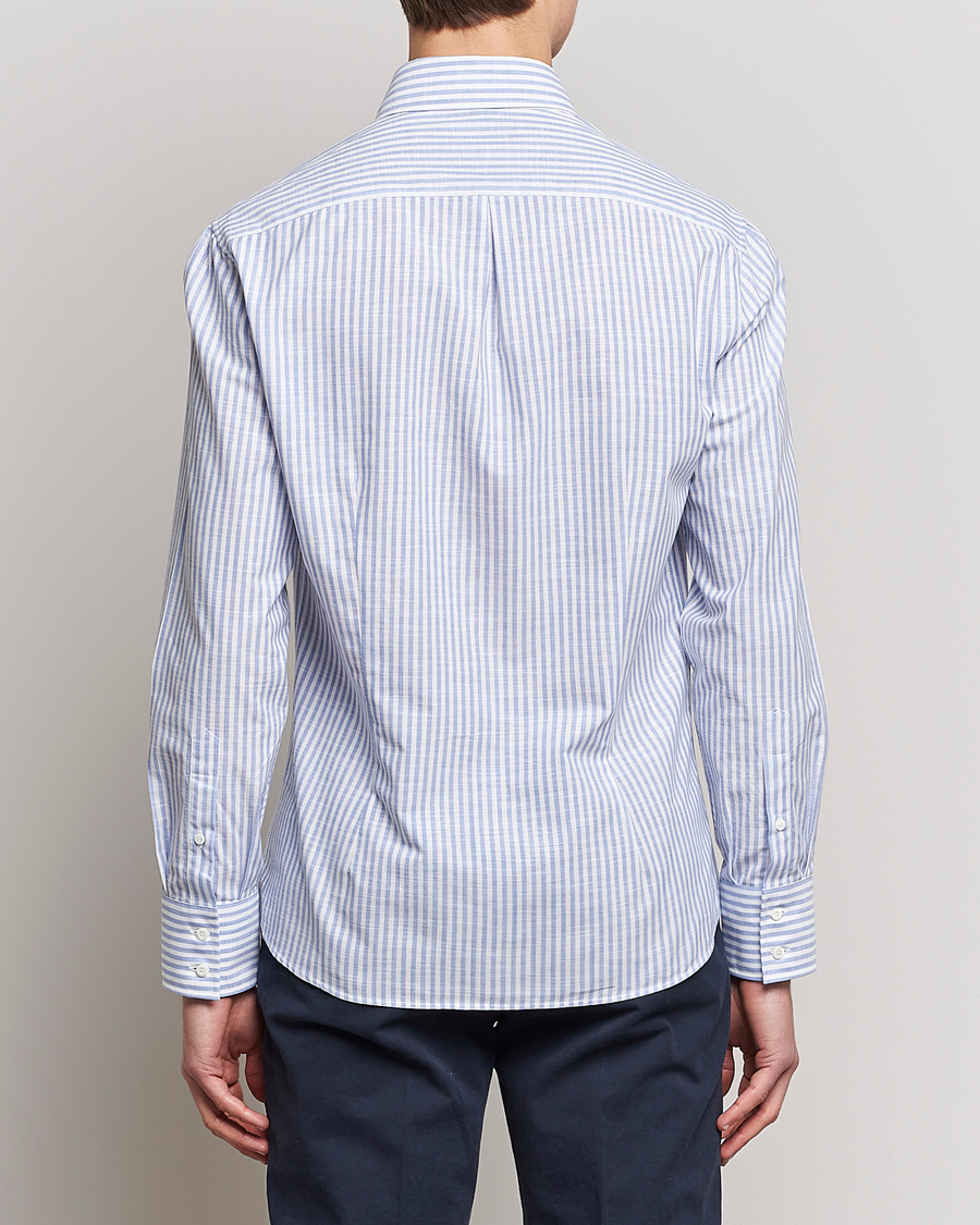 Herren | Hemden | Brunello Cucinelli | Slim Fit Linen Striped Shirt Light Blue