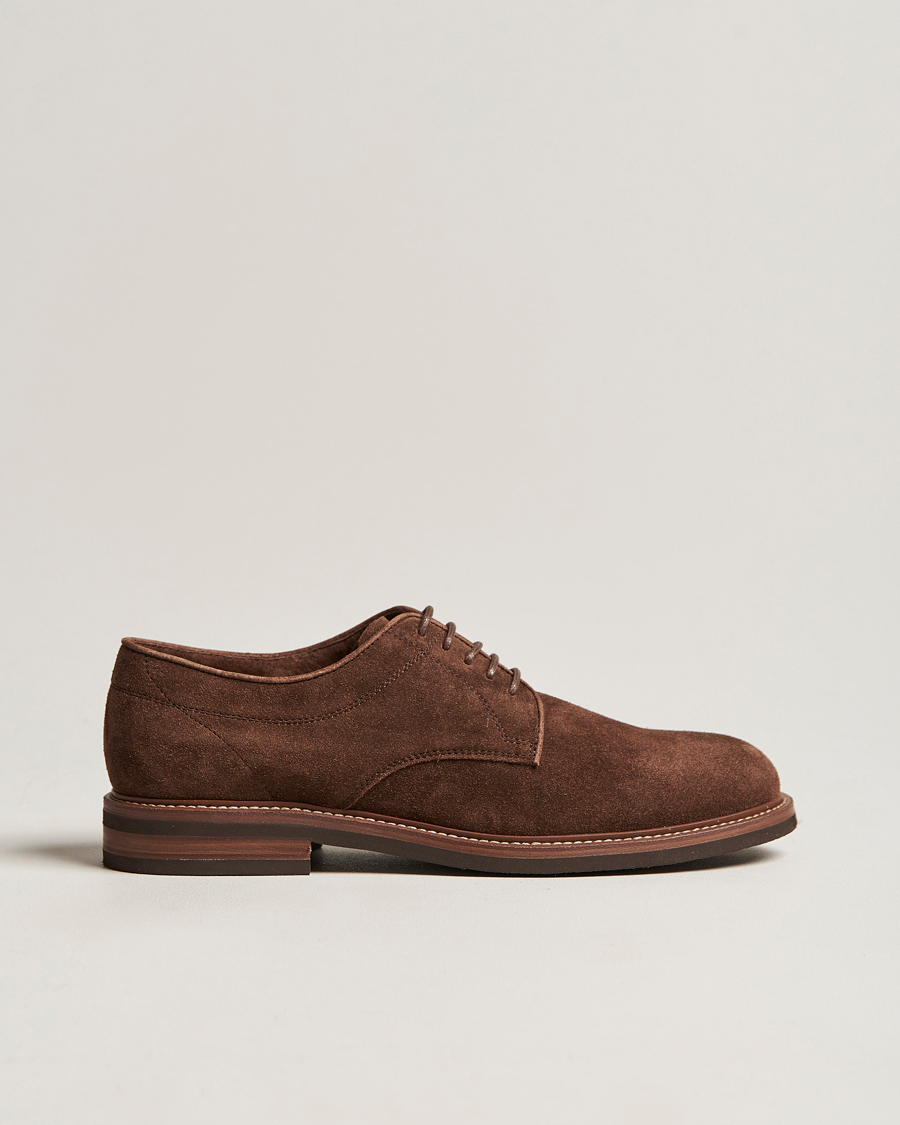 Herren | Brunello Cucinelli Plain Toe Derby Dark Brown Suede | Brunello Cucinelli | Plain Toe Derby Dark Brown Suede