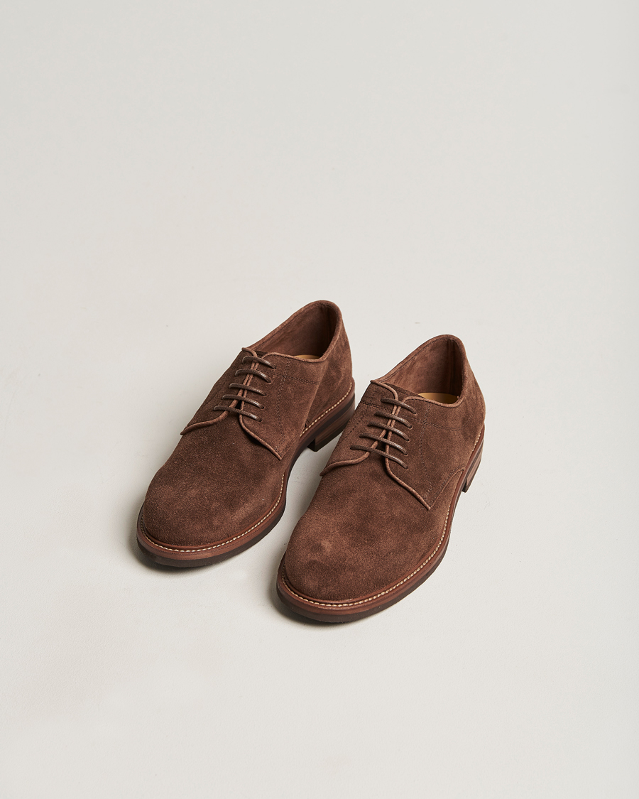 Herren | Brunello Cucinelli Plain Toe Derby Dark Brown Suede | Brunello Cucinelli | Plain Toe Derby Dark Brown Suede