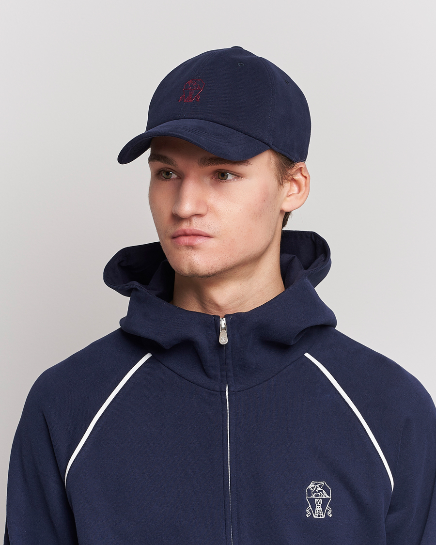 Herren | Brunello Cucinelli Peach Baseball Cap Navy | Brunello Cucinelli | Peach Baseball Cap Navy