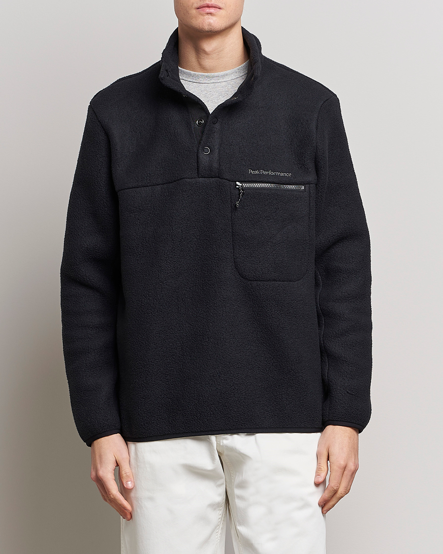 Herren | Pullover | Peak Performance | Fleece Snap Sweater Black