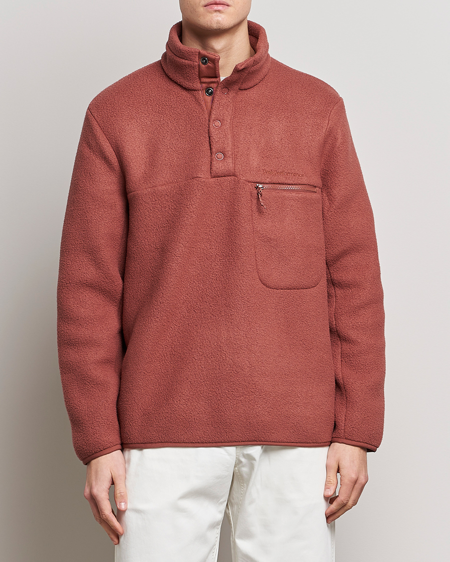 Herren | Pullover | Peak Performance | Fleece Snap Sweater Classic Clay