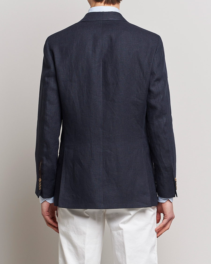Herren | Sakkos | Oscar Jacobson | Farris Double Breasted Linen Blazer Navy