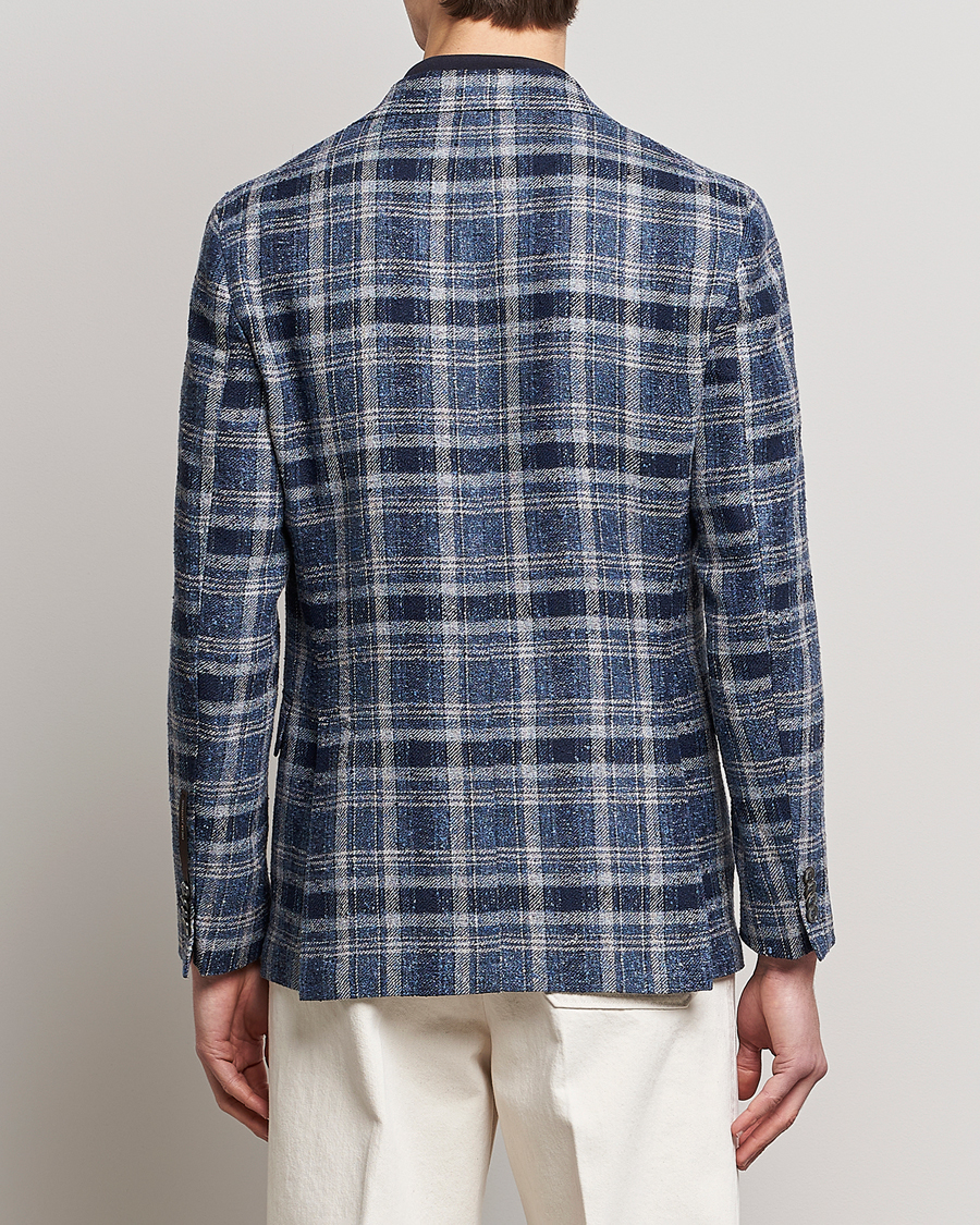 Herren | Sakkos | Oscar Jacobson | Ferry Soft Checked Linen Blazer Blue