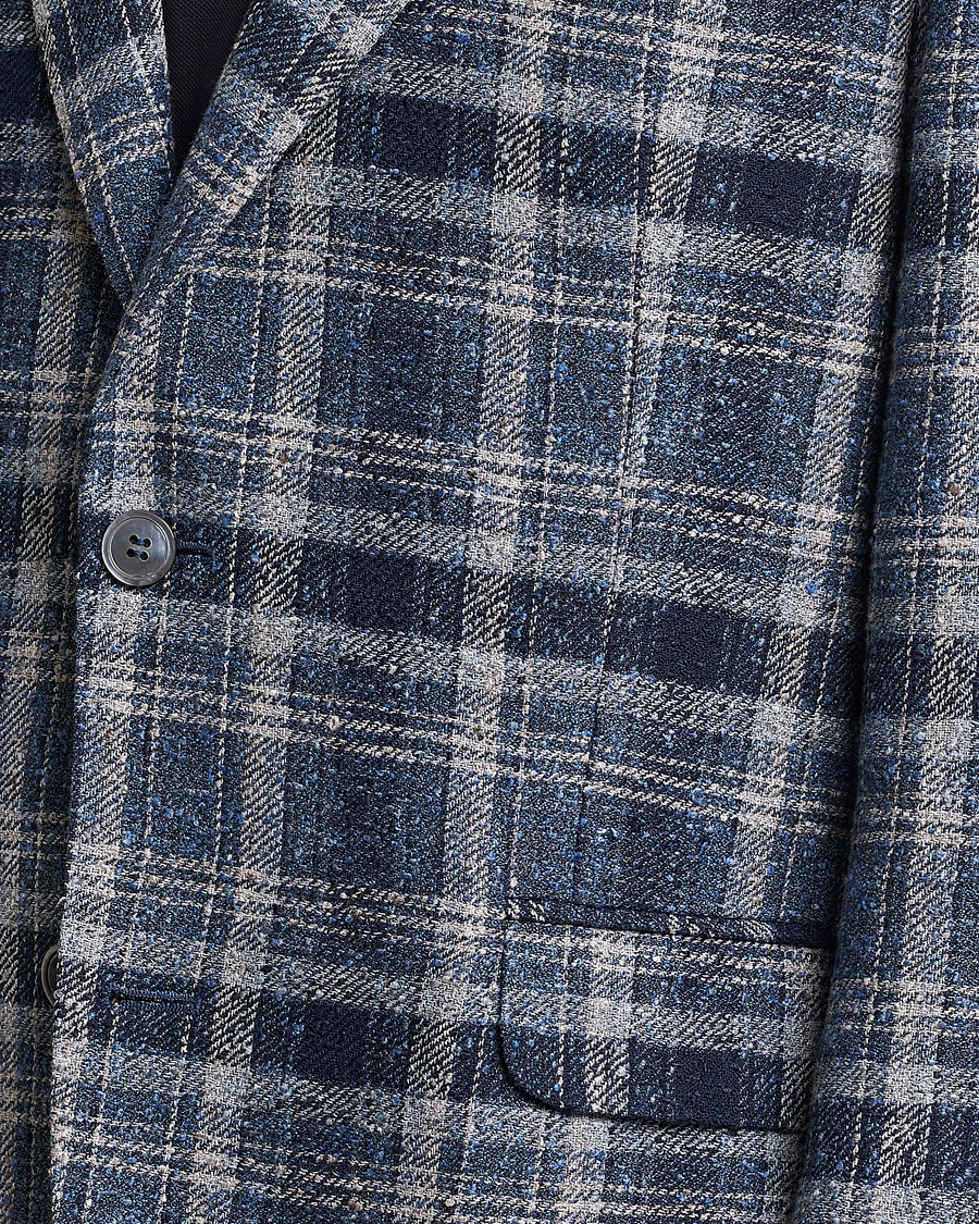 Herren | Sakkos | Oscar Jacobson | Ferry Soft Checked Linen Blazer Blue